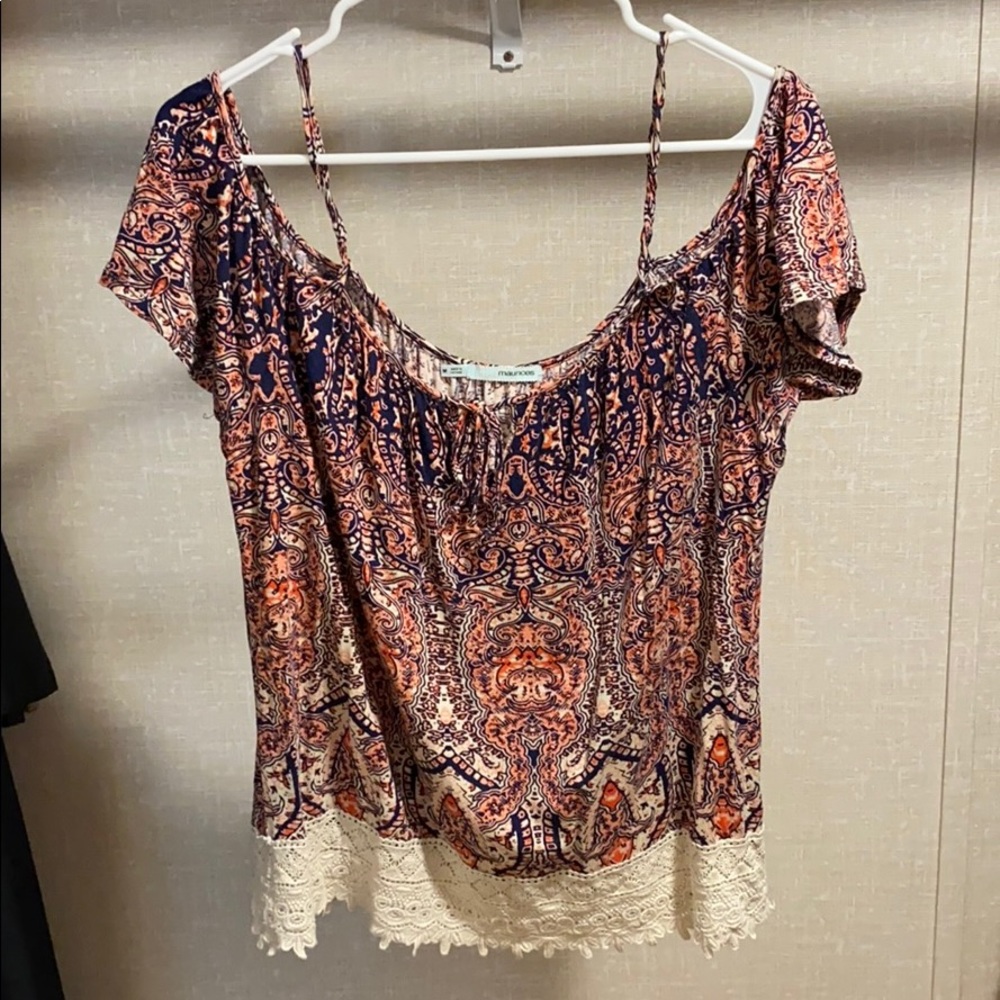 Maurices Cold Shoulder Patterned Blouse